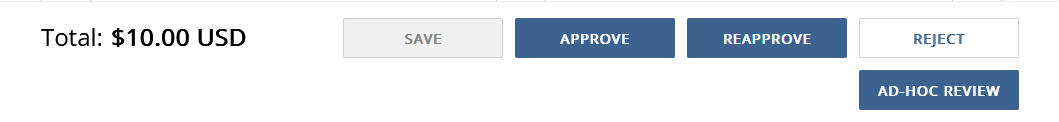 Figure 1: Transaction detail view — Approve or Reject buttons are at the bottom of the detail panel