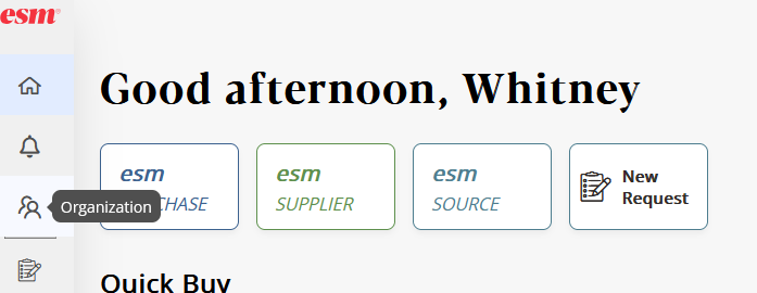 Figure 1: Left-hand navigation menu — Organization icon